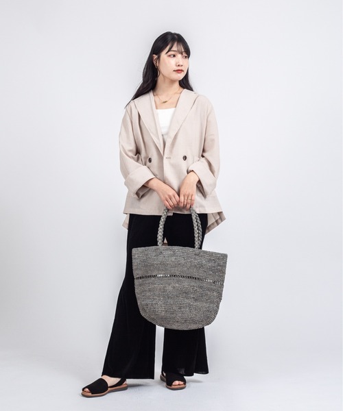 MADE IN MADA(メイドインマダ)の「【MADE IN MADA /メイドインマダ】大きめ かごバッグ ラフィア トートバッグ ハンドバッグ(かごバッグ・レディース・ベージュ系その他/ライトグレー/ナチュラル・FREE)」の12枚目の写真