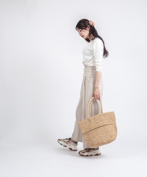 MADE IN MADA(メイドインマダ)の「【MADE IN MADA /メイドインマダ】大きめ かごバッグ ラフィア トートバッグ ハンドバッグ(かごバッグ・レディース・ベージュ系その他/ライトグレー/ナチュラル・FREE)」の18枚目の写真