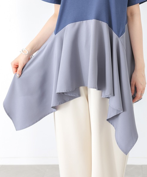 n'OrLABEL（ノアールレーベル）の「【接触冷感】異素材ヘムラインカットソー（Tシャツ/カットソー・レディース・ブラック/ブルー・1/2）」の9枚目の写真