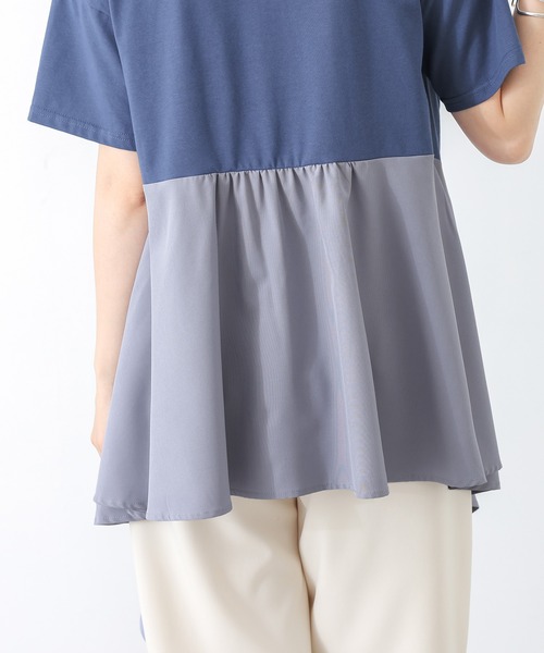 n'OrLABEL（ノアールレーベル）の「【接触冷感】異素材ヘムラインカットソー（Tシャツ/カットソー・レディース・ブラック/ブルー・1/2）」の10枚目の写真