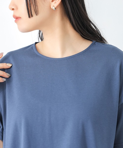 n'OrLABEL（ノアールレーベル）の「【接触冷感】異素材ヘムラインカットソー（Tシャツ/カットソー・レディース・ブラック/ブルー・1/2）」の11枚目の写真