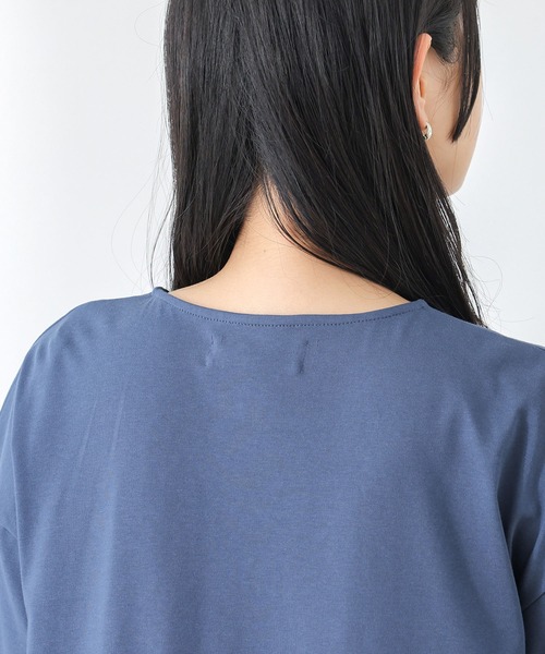 n'OrLABEL（ノアールレーベル）の「【接触冷感】異素材ヘムラインカットソー（Tシャツ/カットソー・レディース・ブラック/ブルー・1/2）」の12枚目の写真