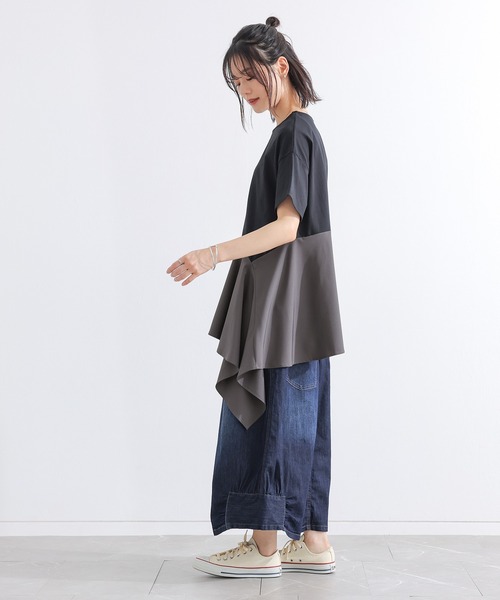 n'OrLABEL（ノアールレーベル）の「【接触冷感】異素材ヘムラインカットソー（Tシャツ/カットソー・レディース・ブラック/ブルー・1/2）」の17枚目の写真
