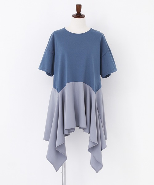 n'OrLABEL（ノアールレーベル）の「【接触冷感】異素材ヘムラインカットソー（Tシャツ/カットソー・レディース・ブラック/ブルー・1/2）」の21枚目の写真