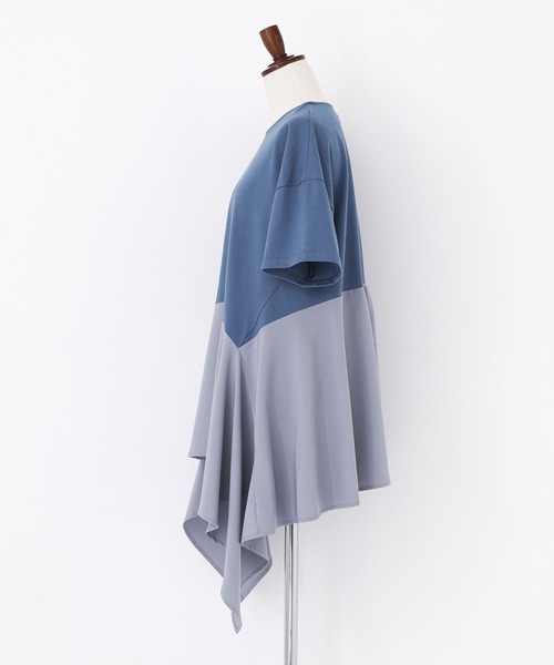 n'OrLABEL（ノアールレーベル）の「【接触冷感】異素材ヘムラインカットソー（Tシャツ/カットソー・レディース・ブラック/ブルー・1/2）」の22枚目の写真
