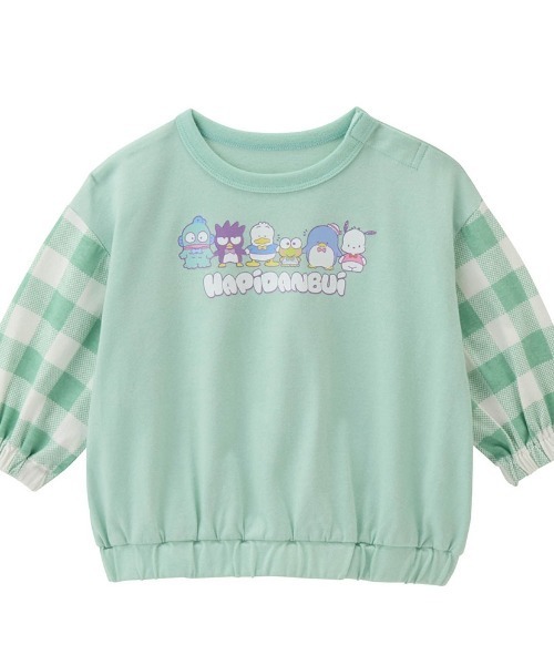 Belle Maison(ベルメゾン)の「チェック袖プリント長袖Tシャツ「サンリオキャラクターズ」(Tシャツ/カットソー・キッズ・ピンク系その他4/ミント・80/90/100/110/120)」の2枚目の写真