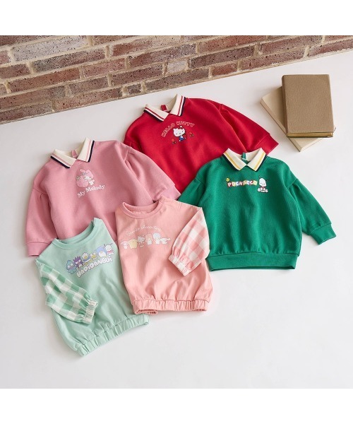 Belle Maison(ベルメゾン)の「チェック袖プリント長袖Tシャツ「サンリオキャラクターズ」(Tシャツ/カットソー・キッズ・ピンク系その他4/ミント・80/90/100/110/120)」の5枚目の写真