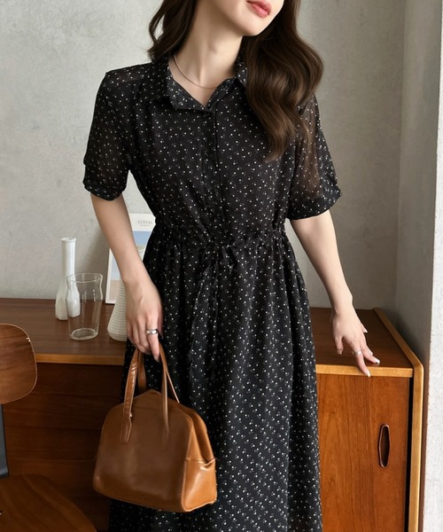 Eclat one（エクラワン）の「【Eclat one】小花柄 ウエストマーク シャツワンピース（シャツワンピース・レディース・ブルー/アイボリー/ブラック・FREE）」の21枚目の写真