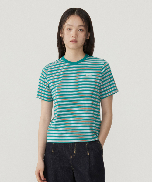 COVERNAT WOMAN(カバーナットウーマン)の「ウーマンストライプTシャツグリーン(Tシャツ/カットソー・レディース・その他・WS/WM/LARGE)」の1枚目の写真