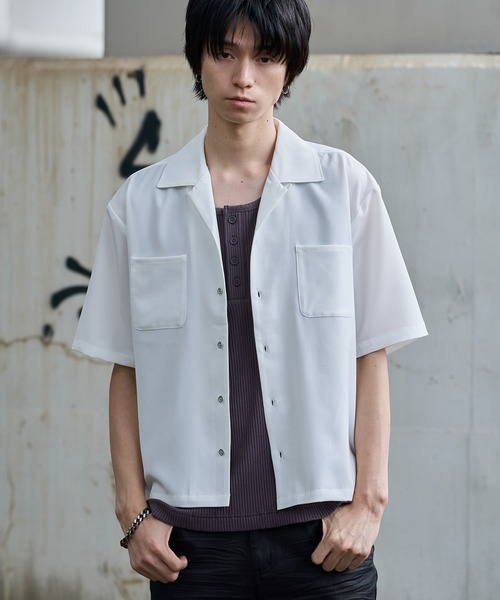LANDNESS(ランドネス)の「【LANDNESS/ランドネス】DOUBLE POCKET OPEN COLLAR SHIRT/ダブルポケットオープンカラーシャツ(シャツ/ブラウス・メンズ・ホワイト/ブラック/サックスブルー・S/M/L)」の1枚目の写真