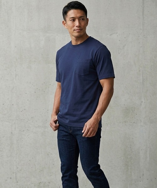 TETE(テット)の「【TETE SELECTION】スムース冷感クルーTシャツ/:【接触冷感】半袖Tシャツ クルーネック ひんやり 夏 涼しい きれいめ カジュアル(Tシャツ/カットソー・メンズ・ブラック/ホワイト/ブラウン/ネイビー・X-LARGE/LARGE/MEDIUM)」の10枚目の写真