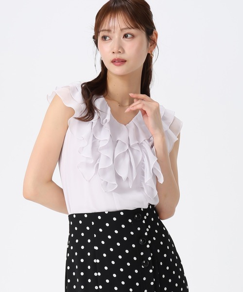 MISCH MASCH(ミッシュマッシュ)の「2026春夏新作 パウダーシフォンラッフルバックリボンブラウス(シャツ/ブラウス・レディース・ブラウン/ピンク/グレー・フリ-)」の2枚目の写真