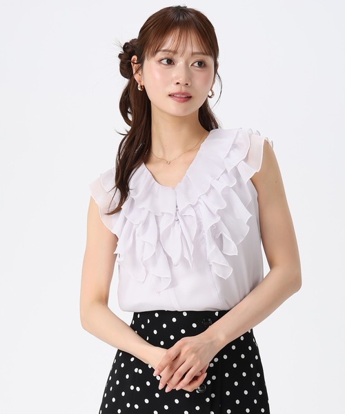 MISCH MASCH(ミッシュマッシュ)の「2026春夏新作 パウダーシフォンラッフルバックリボンブラウス(シャツ/ブラウス・レディース・ブラウン/ピンク/グレー・フリ-)」の5枚目の写真