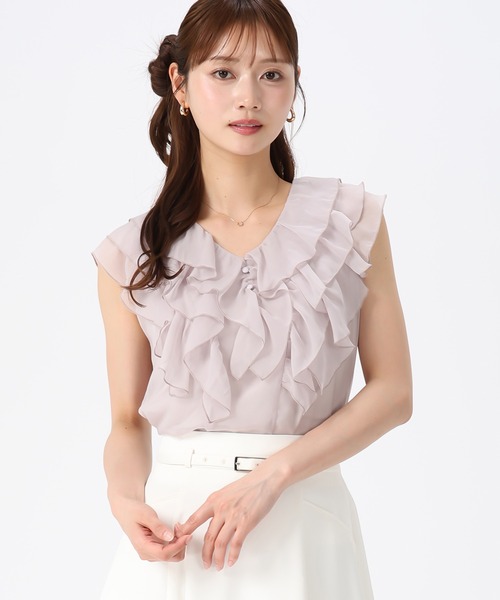 MISCH MASCH(ミッシュマッシュ)の「2026春夏新作 パウダーシフォンラッフルバックリボンブラウス(シャツ/ブラウス・レディース・ブラウン/ピンク/グレー・フリ-)」の22枚目の写真