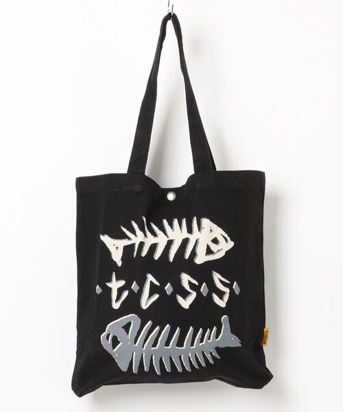 TCSS(ティーシーエスエス)の「BAG/Critical Slide(TCSS)クリティカルスライド フィッシュボーン プリント トートバッグ キャンバスバッグ ワンショルダーバッグ 肩掛け A4収納 サーフ ストリート(トートバッグ・メンズ・ブラック・FREE)」の1枚目の写真
