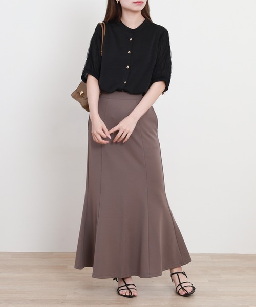 Anna Nicola(アンナニコラ)の「Anna Nicola シャーリングスリーブブラウス(シャツ/ブラウス・レディース・ブラック/ベージュ/ライトグリーン・38)」の13枚目の写真
