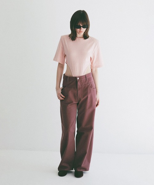 CLANE（クラネ）の「POWER SHOULDER BODYSUITS（Tシャツ/カットソー・レディース・ホワイト/グレー/ピンク・1/2）」の19枚目の写真