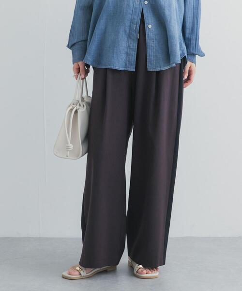 URBAN RESEARCH DOORS（アーバンリサーチドアーズ）の「サマーウールMIXラインパンツ（その他パンツ・レディース・ブラック/チャコールグレー・FREE）」の3枚目の写真