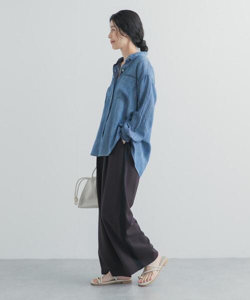 URBAN RESEARCH DOORS（アーバンリサーチドアーズ）の「サマーウールMIXラインパンツ（その他パンツ・レディース・ブラック/チャコールグレー・FREE）」の8枚目の写真