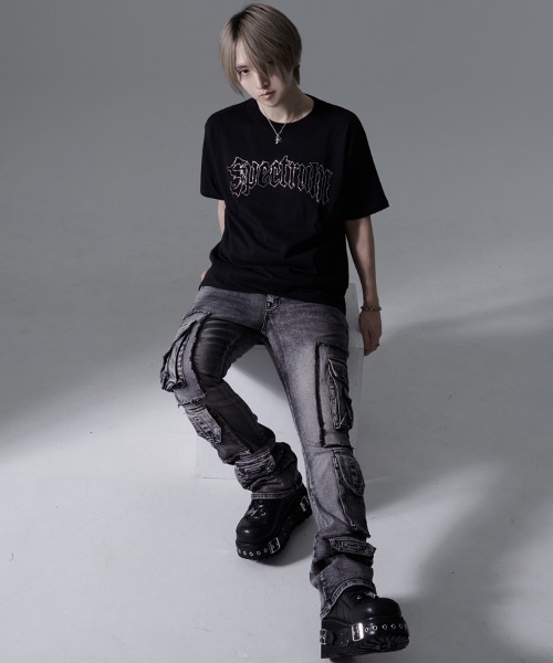 SILVER BULLET(シルバーバレット)の「『SILVER BULLET SELECT AP/シルバーバレットセレクト』ラインストーンロゴ半袖Tシャツ (Tシャツ/カットソー・メンズ・ブラック/ホワイト/ブラック系1・L/M)」の8枚目の写真