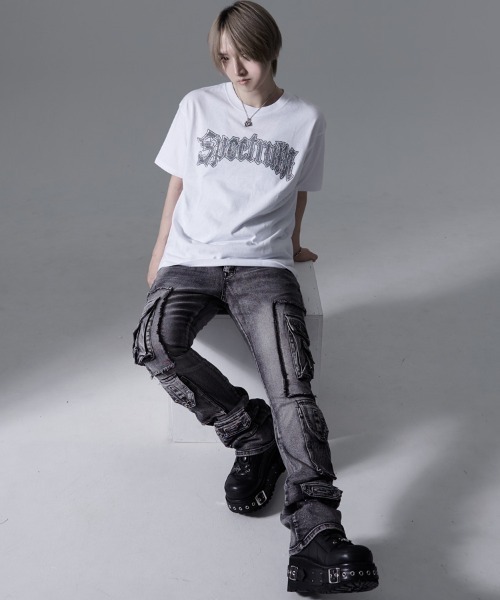 SILVER BULLET(シルバーバレット)の「『SILVER BULLET SELECT AP/シルバーバレットセレクト』ラインストーンロゴ半袖Tシャツ (Tシャツ/カットソー・メンズ・ブラック/ホワイト/ブラック系1・L/M)」の12枚目の写真