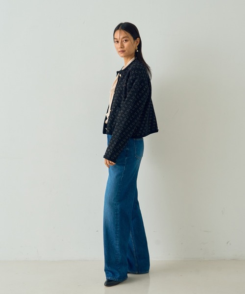 DESIGNWORKS(デザインワークス)の「ラメツイードライクニットショートジャケット(ノーカラージャケット・レディース・ブラック・38)」の16枚目の写真