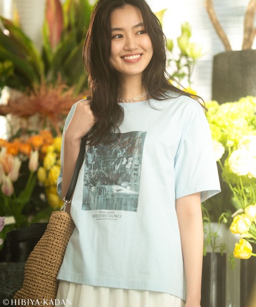 Green Parks(グリーンパークス)の「日比谷花壇コラボモノクロTEE(Tシャツ/カットソー・レディース・オフホワイト/サックスブルー・FREE)」の5枚目の写真