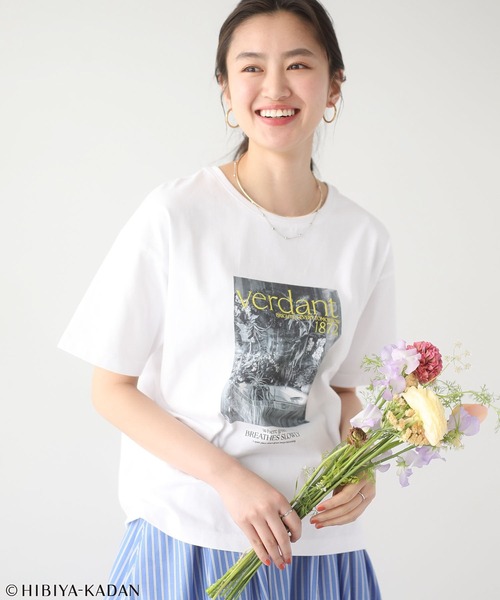 Green Parks(グリーンパークス)の「日比谷花壇コラボモノクロTEE(Tシャツ/カットソー・レディース・オフホワイト/サックスブルー・FREE)」の6枚目の写真