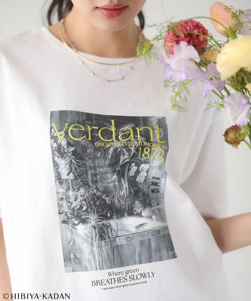 Green Parks(グリーンパークス)の「日比谷花壇コラボモノクロTEE(Tシャツ/カットソー・レディース・オフホワイト/サックスブルー・FREE)」の9枚目の写真