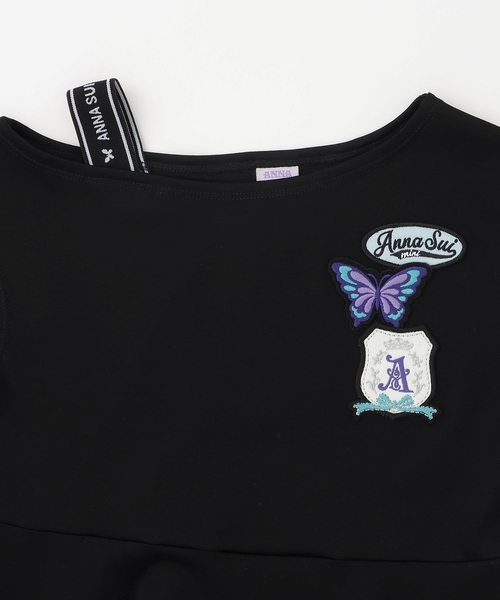 ANNA SUI mini(アナスイ・ミニ)の「ロゴテープカットワンピース【接触冷感・UVカット】(ワンピース・キッズ・ターコイズブルー/ブラック・120cm/140cm/130cm/150cm/160cm)」の4枚目の写真
