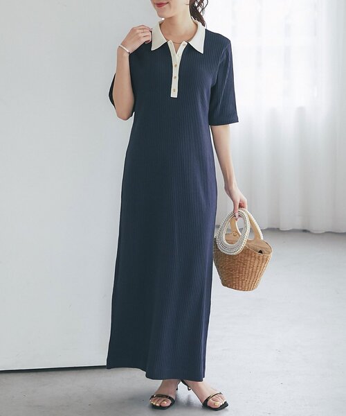 La boutique BonBon(ラブティックボンボン)の「【ヘルシー気分】ポロTEEワンピース(ワンピース・レディース・ライトグレー/ネイビー・FREE)」の13枚目の写真