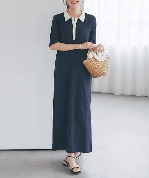 La boutique BonBon(ラブティックボンボン)の「【ヘルシー気分】ポロTEEワンピース(ワンピース・レディース・ライトグレー/ネイビー・FREE)」の12枚目の写真