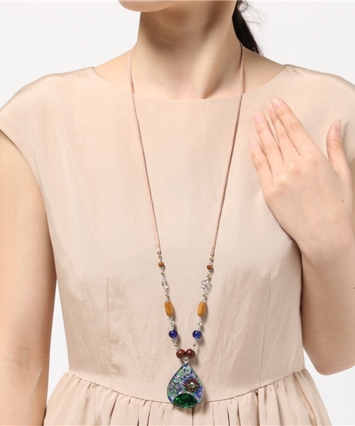 チャイハネ（チャイハネ）の「【チャイハネ】シェリト ドロップネックレス（ネックレス・レディース・ブルー/ピンク・FREE）」の6枚目の写真