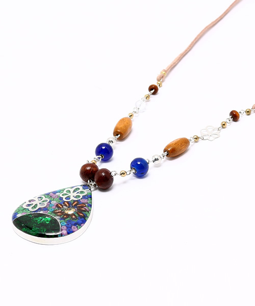 チャイハネ（チャイハネ）の「【チャイハネ】シェリト ドロップネックレス（ネックレス・レディース・ブルー/ピンク・FREE）」の3枚目の写真