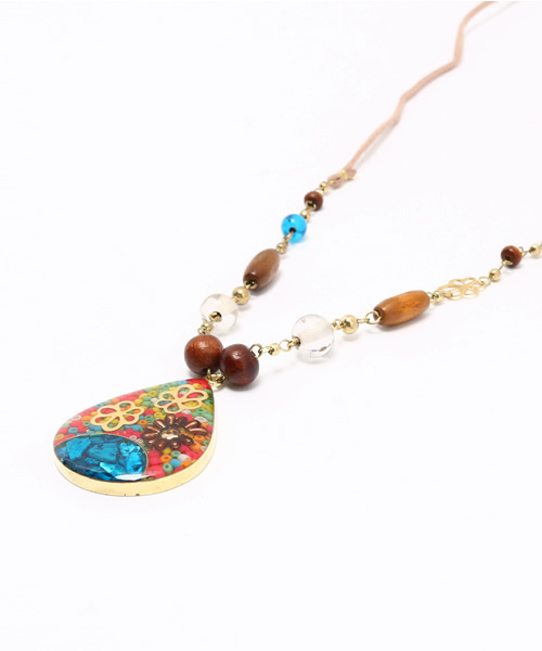 チャイハネ（チャイハネ）の「【チャイハネ】シェリト ドロップネックレス（ネックレス・レディース・ブルー/ピンク・FREE）」の8枚目の写真