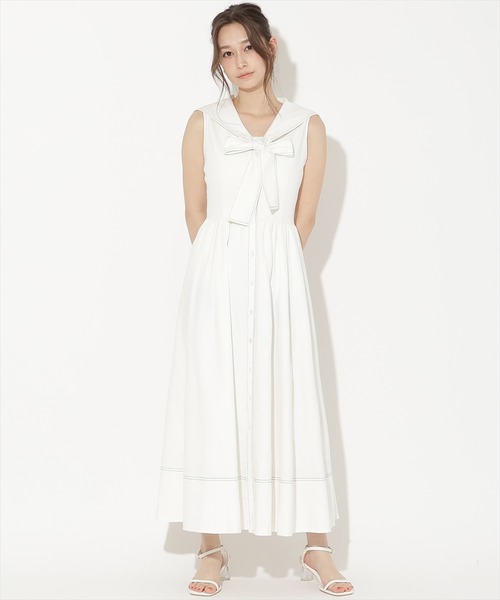 WILLSELECTION(ウィルセレクション)の「セーラーカラーノースリーブシャツワンピース(ワンピース・レディース・ネイビー/オフホワイト/ブラック・FREE)」の4枚目の写真
