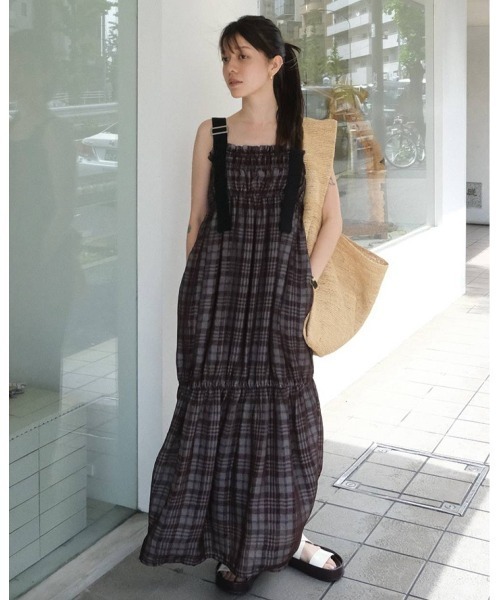 TODAYFUL（トゥデイフル）の「Check Jacquard Dress（ワンピース・レディース・チョコ/セージグリーン・36inch/38inch）」の4枚目の写真