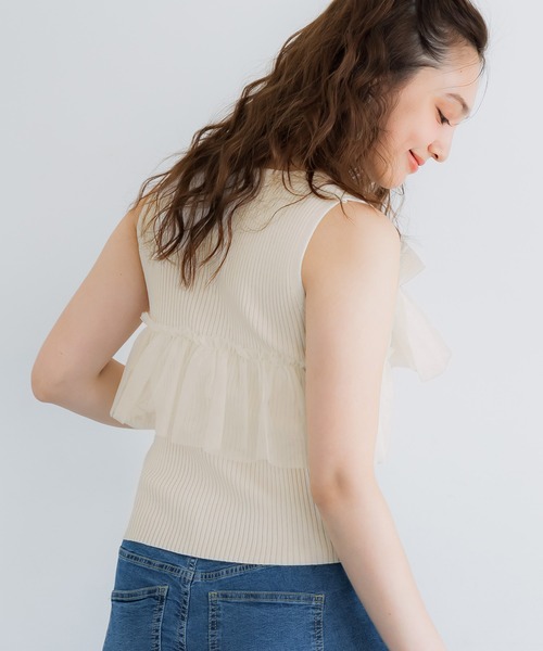 coca(coca)(コカ)の「ノースリーブフリルニット(ニット/セーター・レディース・アイボリー/ブラック/ライトピンク・S/M/L)」の5枚目の写真