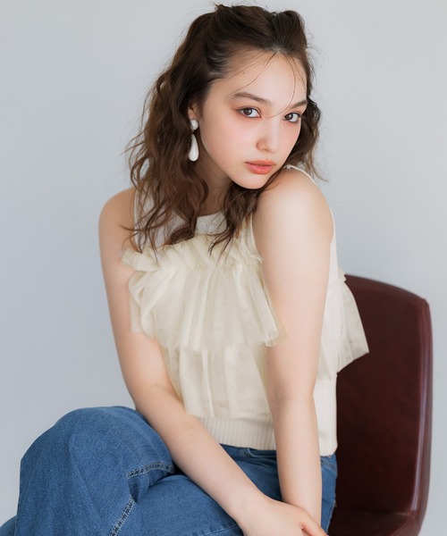 coca(coca)(コカ)の「ノースリーブフリルニット(ニット/セーター・レディース・アイボリー/ブラック/ライトピンク・S/M/L)」の8枚目の写真