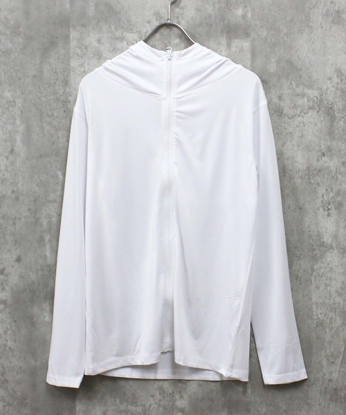 SHISKY（シスキー）の「長袖ZIPラッシュガード フード メンズ（Tシャツ/カットソー・メンズ・チャコールグレー/ブラック/オフホワイト/ネイビー/グレー系その他/ブラック系その他/ホワイト系その他/イエロー系その他/ブルー系その他・M/L/XL）」の2枚目の写真
