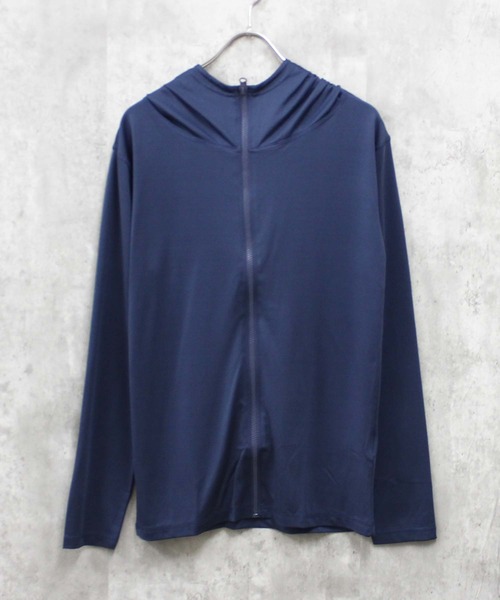 SHISKY（シスキー）の「長袖ZIPラッシュガード フード メンズ（Tシャツ/カットソー・メンズ・チャコールグレー/ブラック/オフホワイト/ネイビー/グレー系その他/ブラック系その他/ホワイト系その他/イエロー系その他/ブルー系その他・M/L/XL）」の8枚目の写真