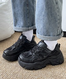 ソリッドカラー メッシュ 厚底 ダッド スニーカー