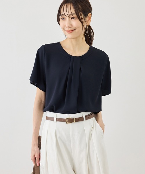 ROPE' PICNIC(ロペピクニック)の「フロントタックタイハーフスリーブブラウス(シャツ/ブラウス・レディース・ベージュ/ホワイト/サックスブルー/ネイビー・L/M)」の11枚目の写真