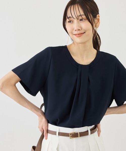 ROPE' PICNIC(ロペピクニック)の「フロントタックタイハーフスリーブブラウス(シャツ/ブラウス・レディース・ベージュ/ホワイト/サックスブルー/ネイビー・L/M)」の12枚目の写真