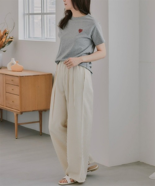slattgir（スラットジール）の「高身長　ストライプタックリラックスワイドパンツ（トールサイズ）Essenave（その他パンツ・レディース・ブルー系/ベージュ系・TM/TL/TLL/T3L）」の5枚目の写真