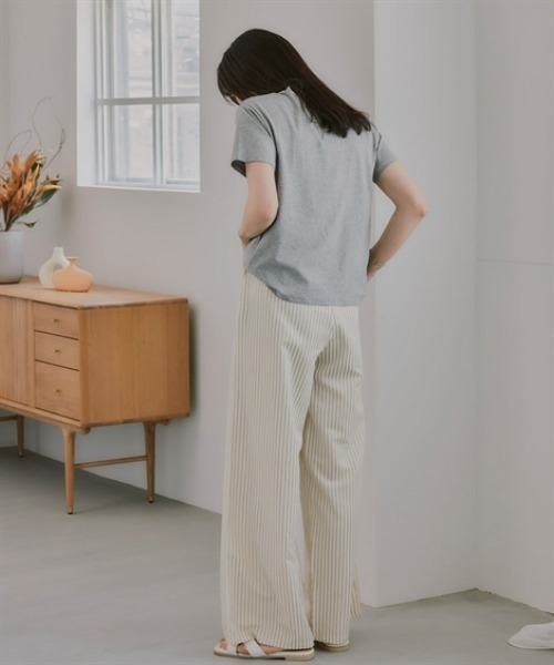 slattgir（スラットジール）の「高身長　ストライプタックリラックスワイドパンツ（トールサイズ）Essenave（その他パンツ・レディース・ブルー系/ベージュ系・TM/TL/TLL/T3L）」の8枚目の写真