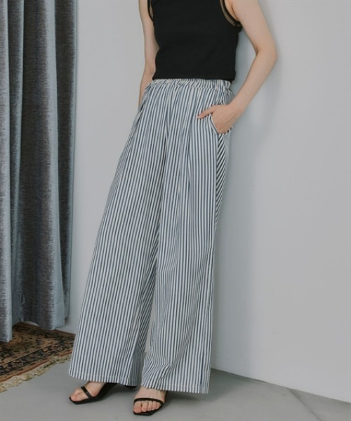 slattgir（スラットジール）の「高身長　ストライプタックリラックスワイドパンツ（トールサイズ）Essenave（その他パンツ・レディース・ブルー系/ベージュ系・TM/TL/TLL/T3L）」の10枚目の写真
