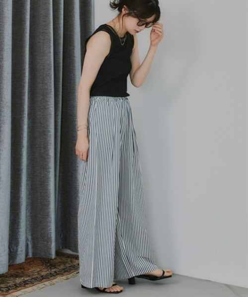 slattgir（スラットジール）の「高身長　ストライプタックリラックスワイドパンツ（トールサイズ）Essenave（その他パンツ・レディース・ブルー系/ベージュ系・TM/TL/TLL/T3L）」の13枚目の写真