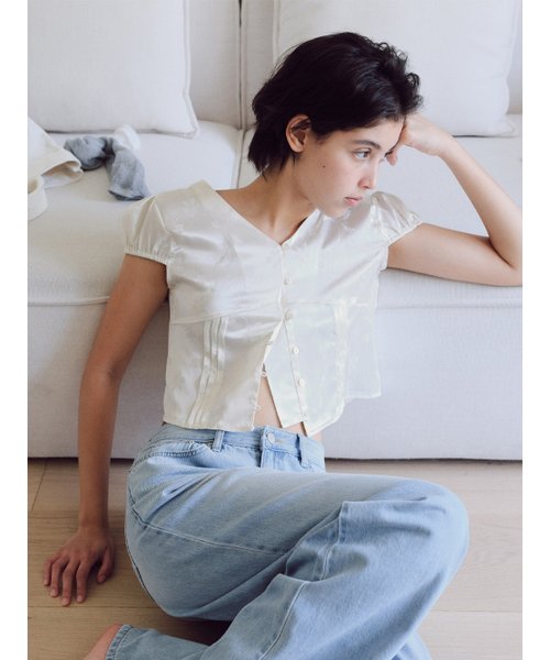 BAIE OUD(ベイウード)の「Jacquard short-sleeve blouse_ivory(シャツ/ブラウス・レディース・その他・FREE)」の2枚目の写真
