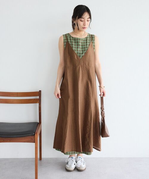 CRAFT STANDARD BOUTIQUE(クラフトスタンダードブティック)の「【2点SET】チェックレイヤードワンピース(ワンピース・レディース・ブラック系その他3/ブラウン系その他4・FREE)」の2枚目の写真